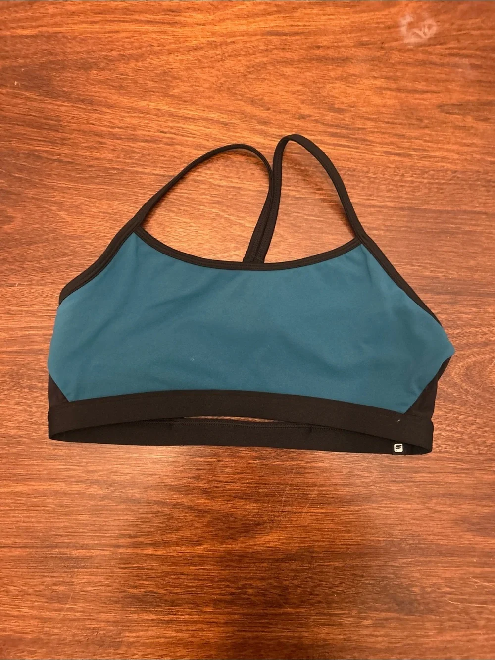 Fabletics Teal and Black Racerback Sports Bra